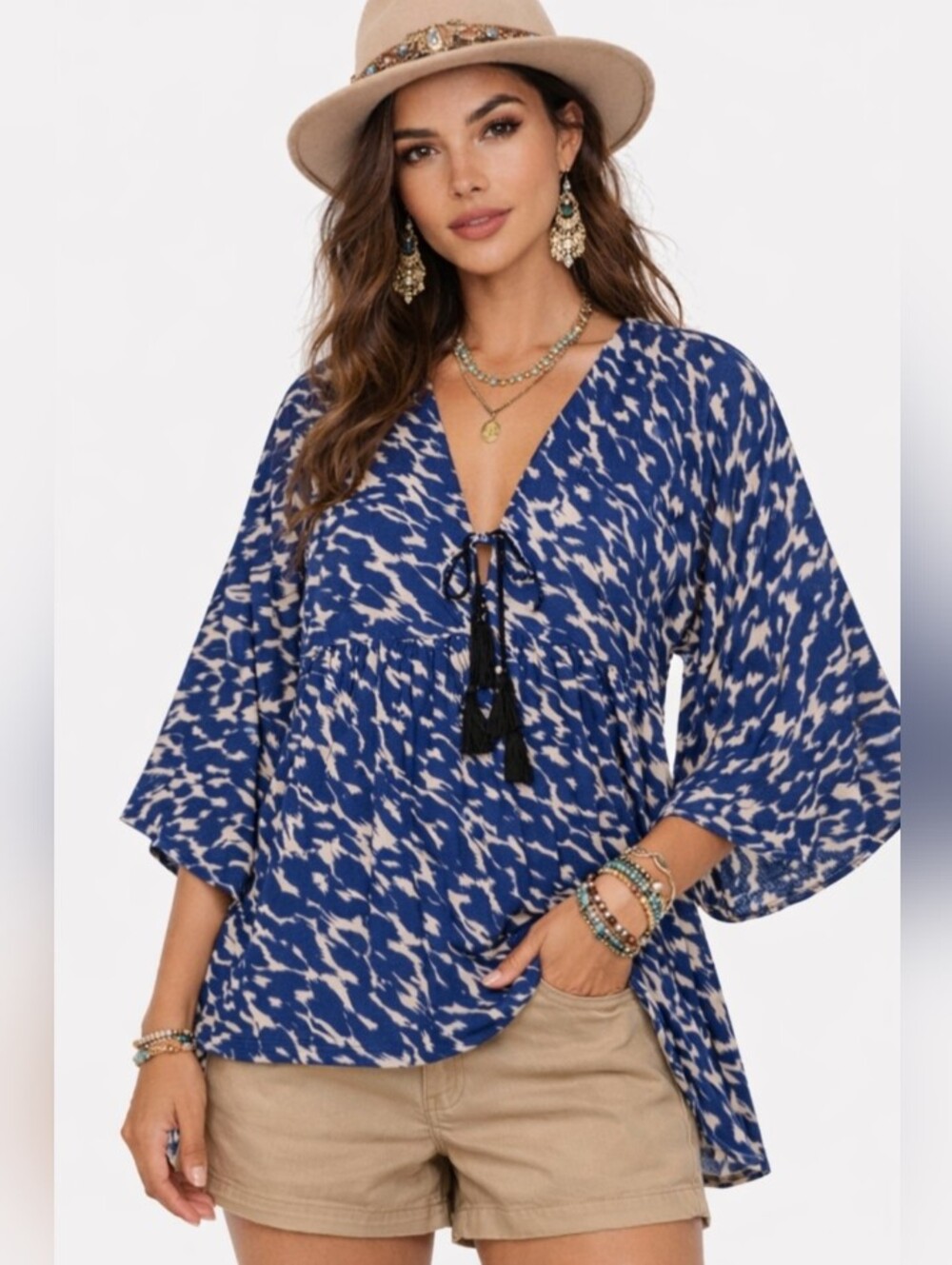Rachel Zoe Empire Pullover Peasant Blouse Dark Aquamarine Large